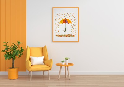 April Showers, May Flowers - Art Print Made from Nature - Cute, Colorful, Whimsical Umbrella Home Decor Made from Flowers, Unique, Children - image3